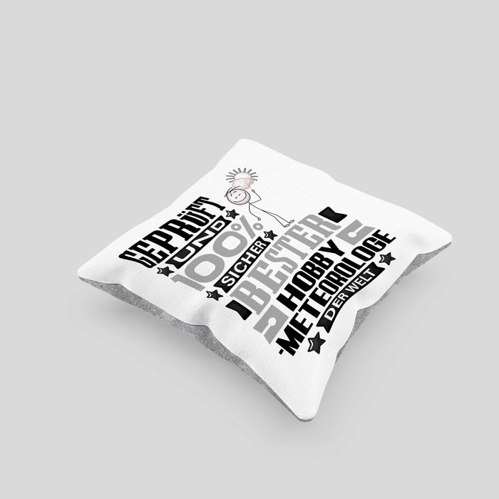 Hobbymeteorologe Geschenk Lustiger Spruch für Hobbymeteorologe Geschenkidee Bester Hobbymeteorologe Der WeltKissen mit Füllung 40x40 (Grau) Grau Trendation