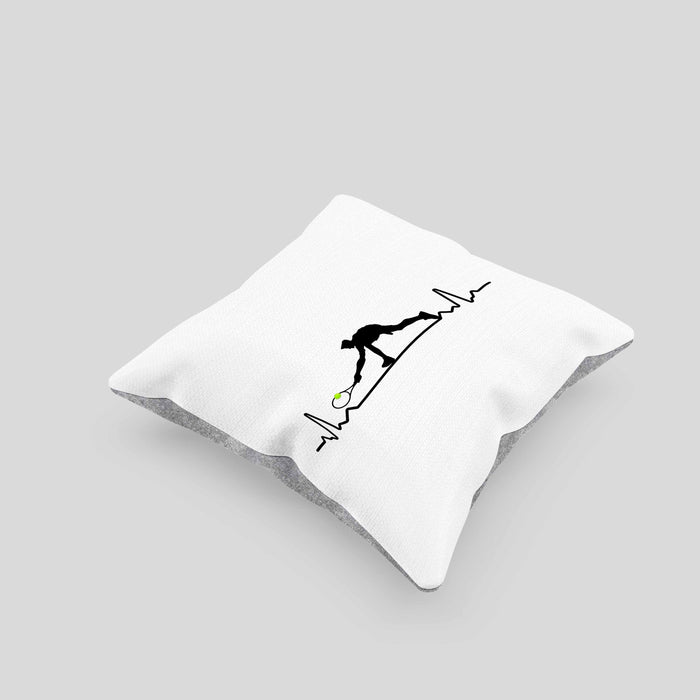 Tennis Herzschlag Geschenk Trainer Coach Tennisspieler Geschenkidee Kissen mit Füllung 40x40 (Grau) Grau Trendation