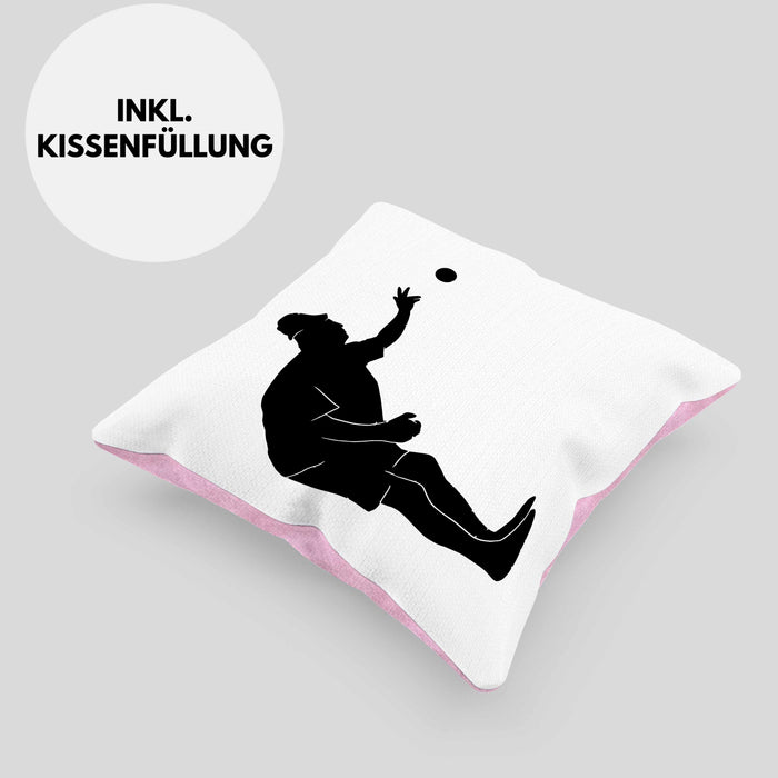 Boule Kissen mit Füllung 40x40 Geschenk Boule-Spieler Geschenkidee Spruch Grafik Werfender Boule Spieler (Grau) Rosa Trendation
