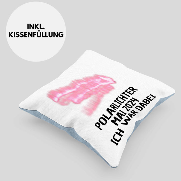 Polarlichter 2024 Kissen mit Füllung 40x40 Geschenk Ich War Dabei Polar-Lichter Polarlicht Heute Nochmal Polarlichter Kaffee-Kissen mit Füllung 40x40 (Grau) Blau Trendation
