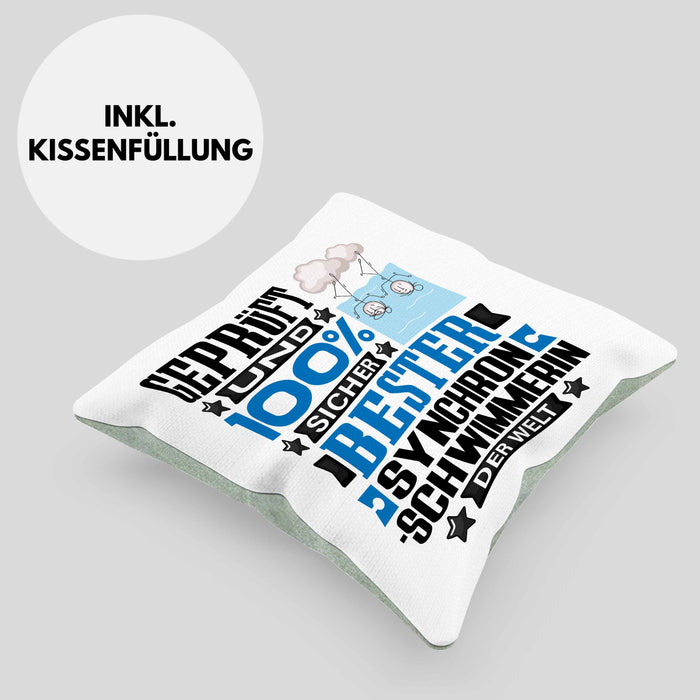 Synchronschwimmerin Geschenk Lustiger Spruch für Synchronschwimmerin Geschenkidee Bester Synchronschwimmerin Der WeltKissen mit Füllung 40x40 (Grau) Grün Trendation