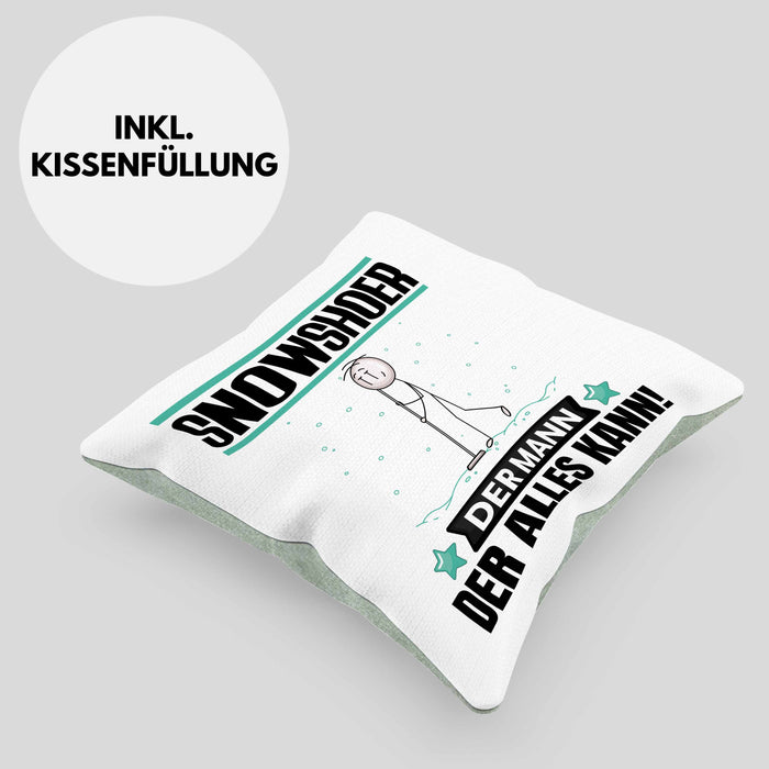 Snowshoer Kissen mit Füllung 40x40 Geschenk für Snowshoer Der Mann Der Alles Kann Geschenkidee zum Geburtstag (Grau) Grün Trendation