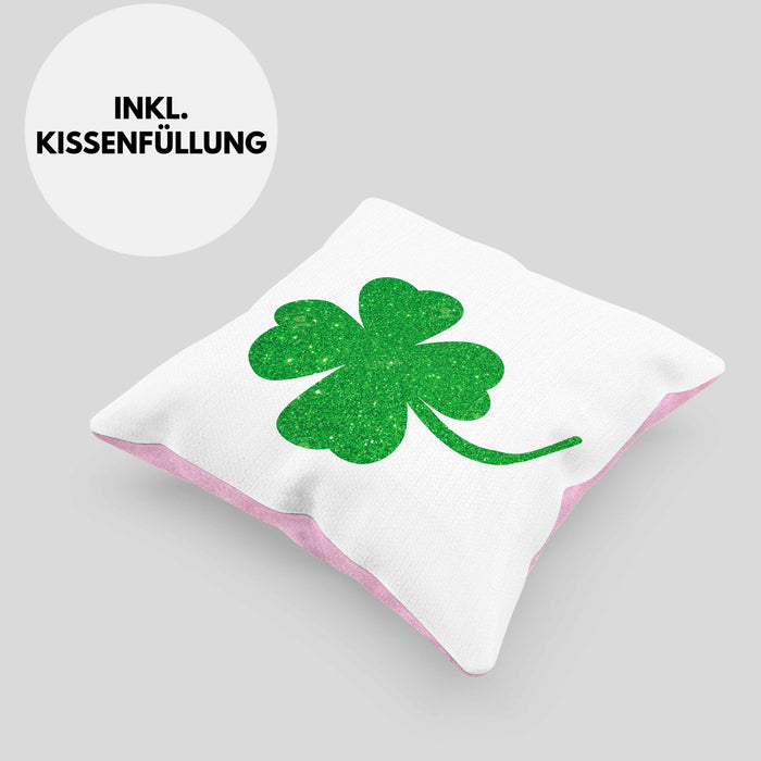 St Patricks Day Kissen mit Füllung 40x40 Klee Kleeblatt Irisch Irland Geschenkidee (Grau) Rosa Trendation