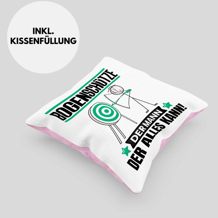 Bogenschütze Kissen mit Füllung 40x40 Geschenk für Bogenschütze Der Mann Der Alles Kann Geschenkidee zum Geburtstag (Grau) Rosa Trendation