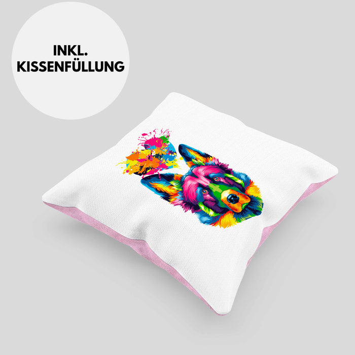 Schäferhund Herz Farbe Besitzer Kissen mit Füllung 40x40 Geschenk Lustiger Spruch Geschenkidee Schäferhund Liebhaber (Grau) Rosa Trendation