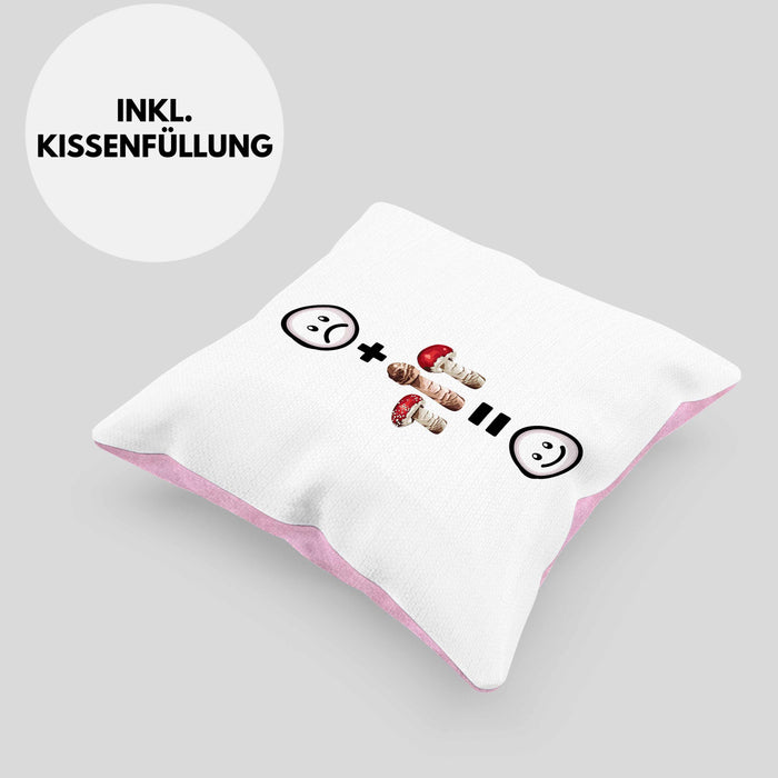 Pilze Sammlen Kissen mit Füllung 40x40 Geschenk für Pilzsammler :( + Pilze = :) Lustige Geschenkidee Geburtstag (Grau) Rosa Trendation