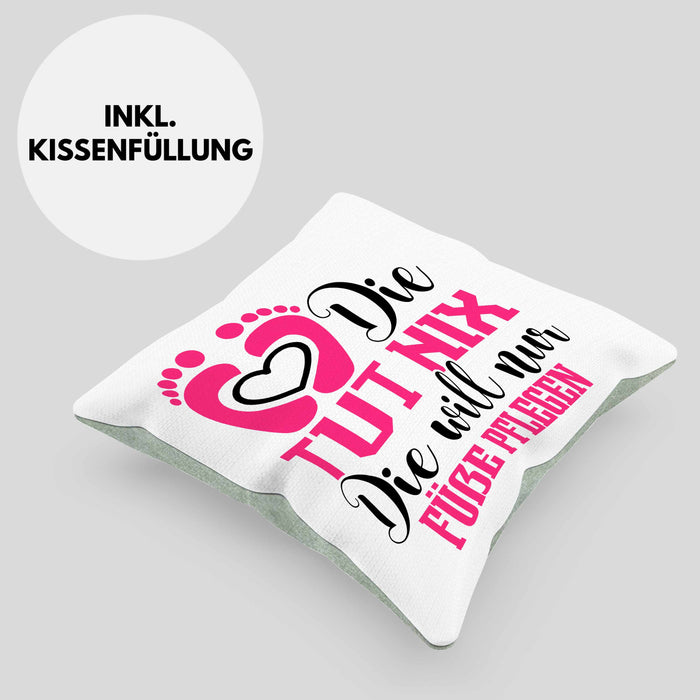 Lustige Kissen mit Füllung 40x40 für Fußpflegerinnen Geschenk für Fußpflege (Grau) Grün Trendation