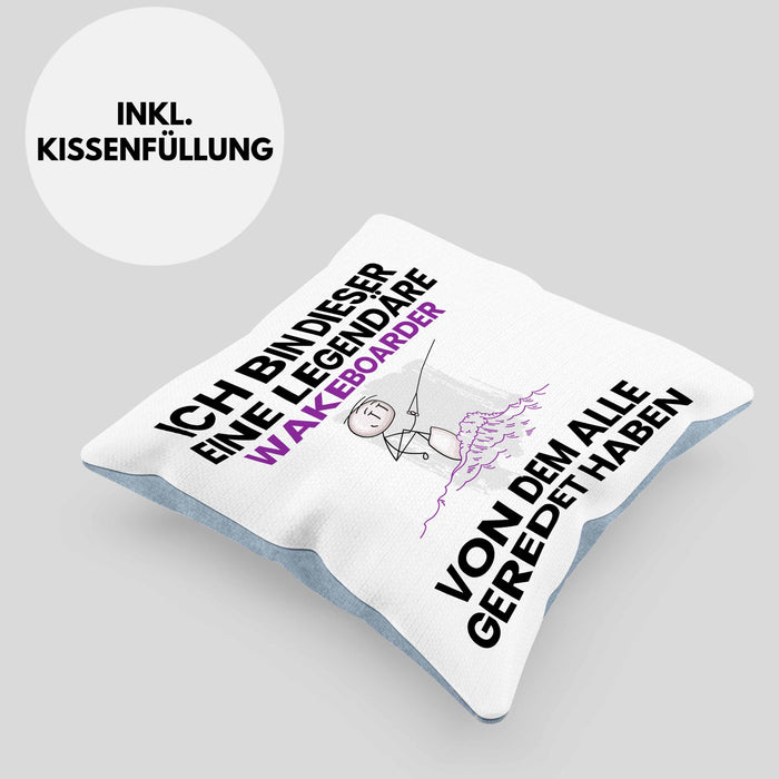 Wakeboarder Geschenk Kissen mit Füllung 40x40 Lustige Geschenkidee Geburtstag für Wakeboarder Ich Bin Dieser Legendäre Wakeboarder Von Dem Alle Geredet Haben (Grau) Blau Trendation