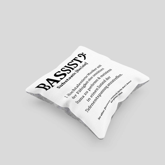 Bassist Kissen mit Füllung 40x40 Geschenk Bass-Spieler Geschenkidee Bassist Definition (Grau) Grau Trendation