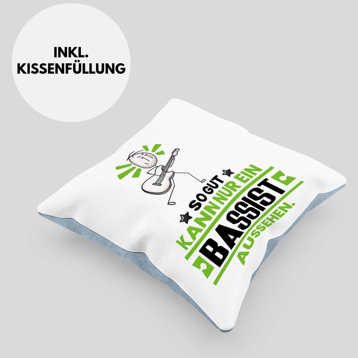 Bassist Geschenk Kissen mit Füllung 40x40 So Gut Kann Nur Ein Bassist Aussehen Geschenkidee (Grau) Blau Trendation