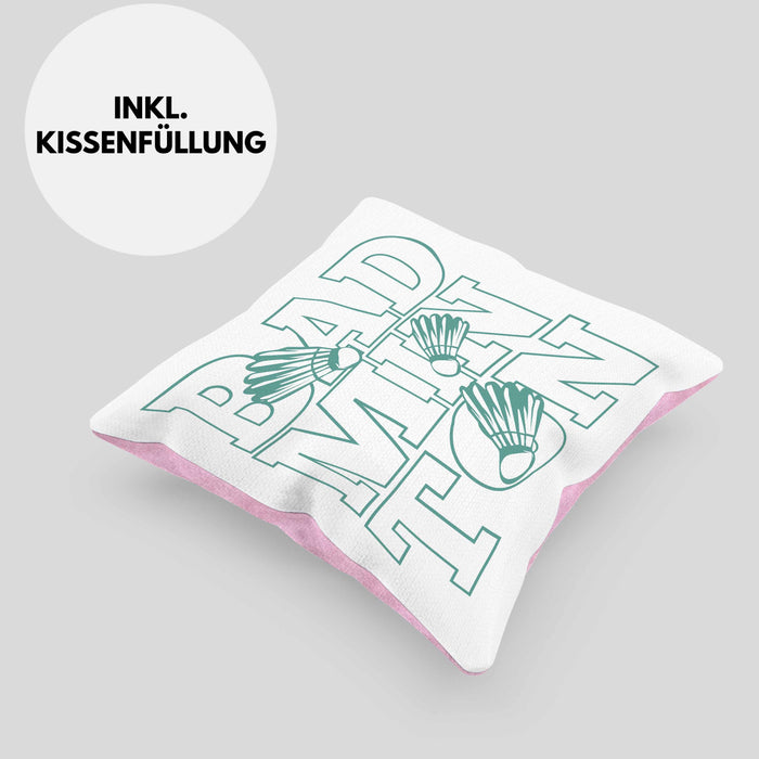 Lustige Badminton Kissen mit Füllung 40x40 Geschenk für Badmintonspieler Badminton Lehrer Coach Trainer Geschenkidee (Grau) Rosa Trendation