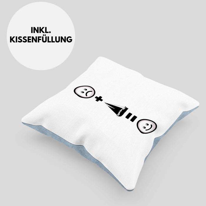 Segeln Kissen mit Füllung 40x40 Geschenk für Segler Windsegeln Boot :( + Segeln = :) Lustige Geschenkidee Geburtstag (Grau) Blau Trendation