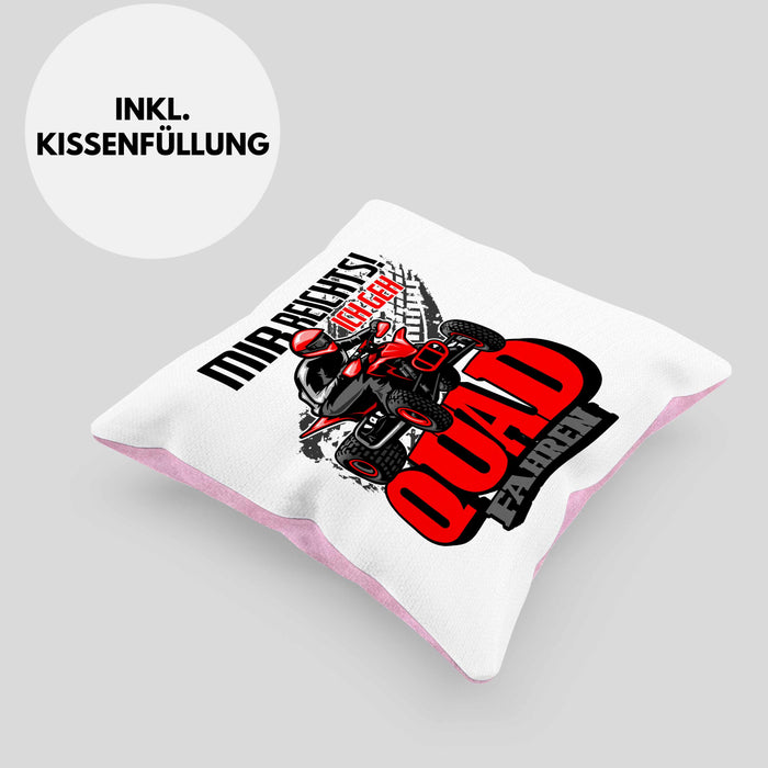 Mir Reichts Ich Geh Quad Fahren Kissen mit Füllung 40x40 Geschenk Quadfahrer Geschenkidee Lustiger Spruch (Grau) Rosa Trendation