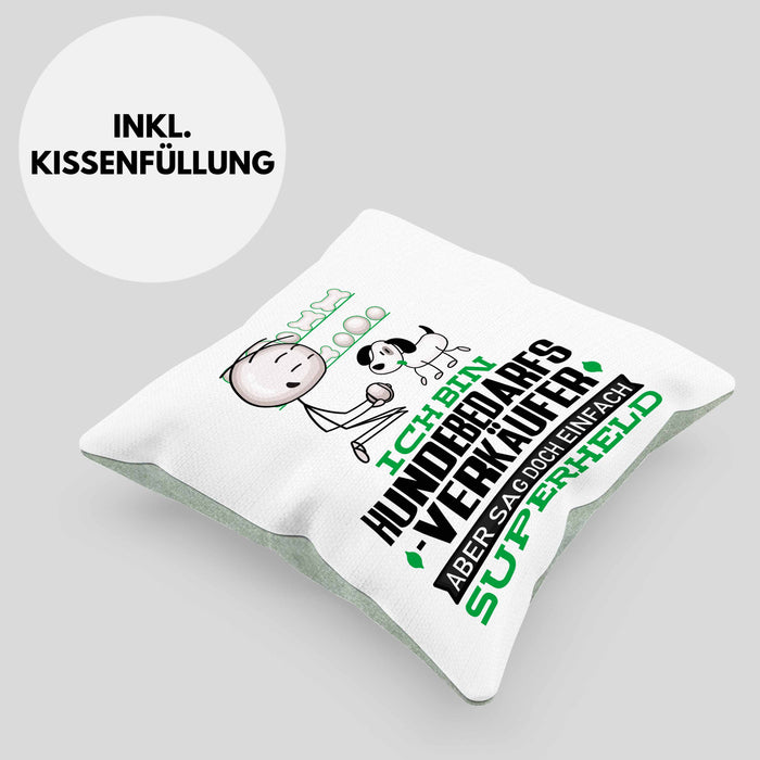 Hundebedarfsverkäufer Geschenk Kissen mit Füllung 40x40 Ich Bin Hundebedarfsverkäufer Aber Sag Doch Einfach Superheld Lustige Geschenkdiee für Hundebedarfsverkäufer (Grau) Grün Trendation