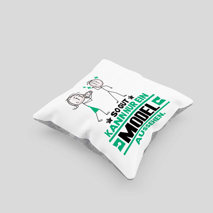 Model Geschenk Kissen mit Füllung 40x40 So Gut Kann Nur Ein Model Aussehen Geschenkidee (Grau) Grau Trendation