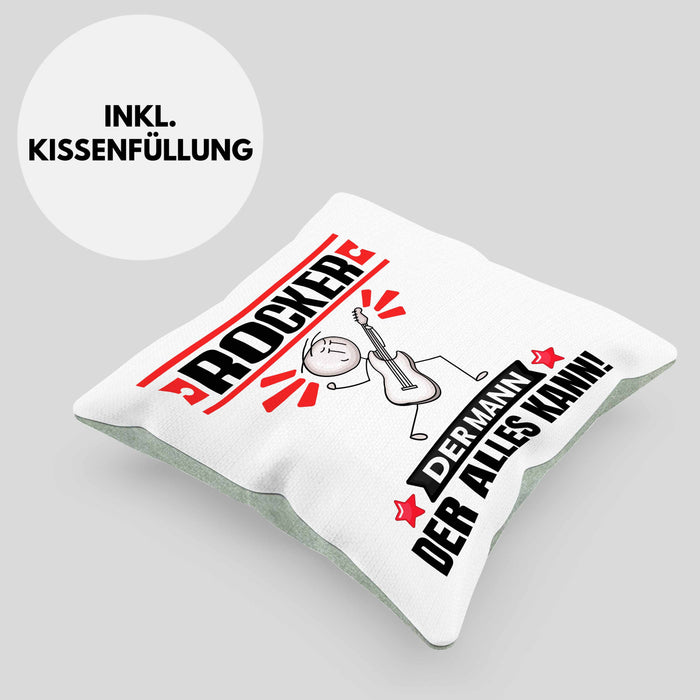 Rocker Kissen mit Füllung 40x40 Geschenk für Rocker Der Mann Der Alles Kann Geschenkidee zum Geburtstag (Grau) Grün Trendation