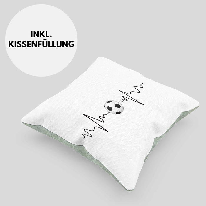 Fußballer Herzschlag Kissen mit Füllung 40x40 Geschenk für Fußballspieler Geschenkidee (Grau) Grün Trendation