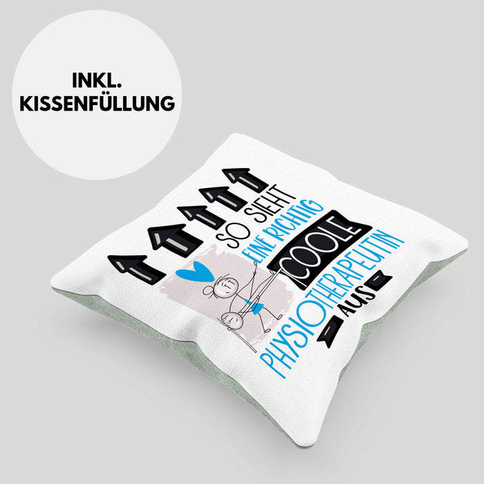Physiotherapeutin Geschenk Kissen mit Füllung 40x40 Lustig Geschenkidee für Physiotherapeutin Geburtstag So Sieht Eine Richtig Coole Physiotherapeutin Aus Frauen Spruch (Grau) Grün Trendation