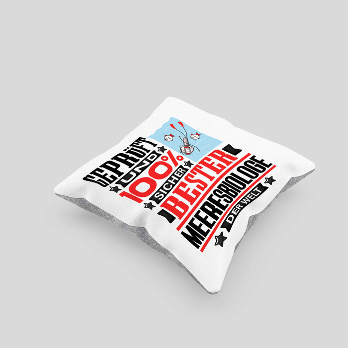 Meeresbiologe Geschenk Lustiger Spruch für Meeresbiologe Geschenkidee Bester Meeresbiologe Der WeltKissen mit Füllung 40x40 (Grau) Grau Trendation