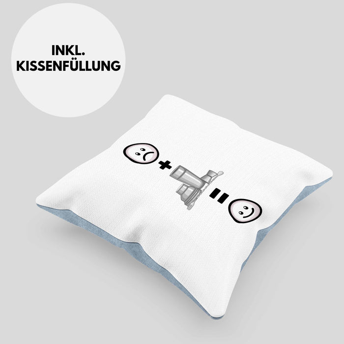Barkeeper Kissen mit Füllung 40x40 Geschenk für Barkepper :( + Bartender = :) Lustige Geschenkidee Geburtstag (Grau) Blau Trendation