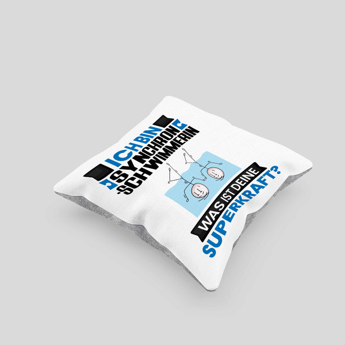 Synchronschwimmerin Kissen mit Füllung 40x40 Geschenk für Synchronschwimmerin Geburtstag Lustiger Spruch Was Ist Deine Superkraft (Grau) Grau Trendation