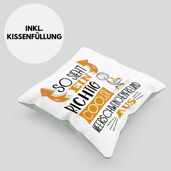 Meerschweinchenfreund Kissen mit Füllung 40x40 So Sieht Ein Richtig Cooler Meerschweinchenfreund Aus Geschenk Lustiger Spruch Geschenkidee (Grau) Grün Trendation