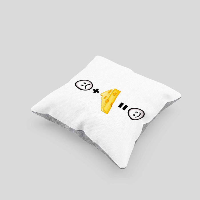 Käse Kissen mit Füllung 40x40 Geschenk für Käse-Liebhaber Fans Lustige Geschenkidee :( + Käse = :) Geburtstag (Grau) Grau Trendation