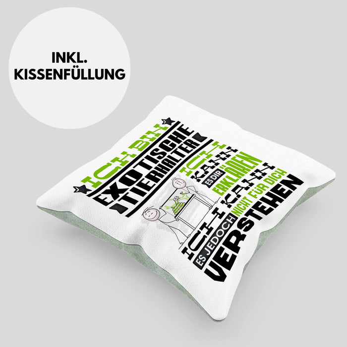 Exotische Tierhalter Geschenk Kaffee-Kissen mit Füllung 40x40 Geschenkidee für Exotische Tierhalter Ich Bin Exotische Tierhalter Ich Kann Es Dir Erklären Jedoch Nicht Für Dich Verstehen Spruch Lustig (Grau) Grün Trendation