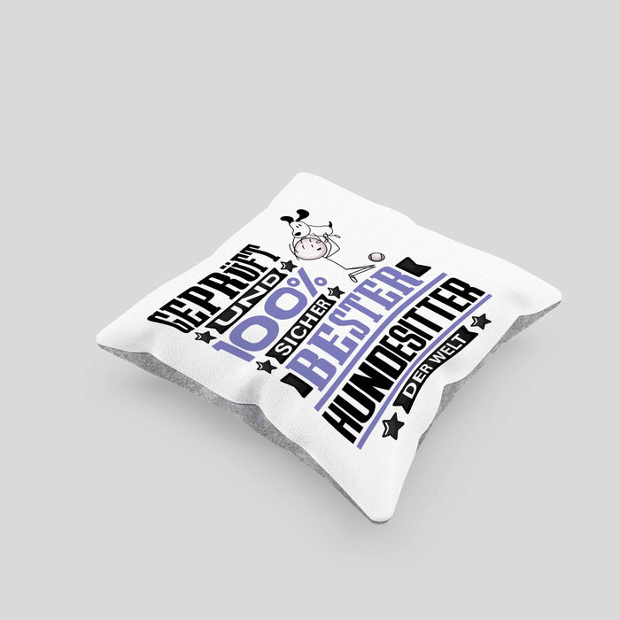 Hundesitter Geschenk Lustiger Spruch für Hundesitter Geschenkidee Bester Hundesitter Der WeltKissen mit Füllung 40x40 (Grau) Grau Trendation