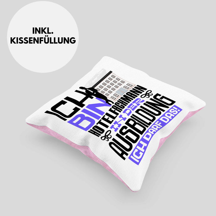 Hotelfachmann Ausbildung Kissen mit Füllung 40x40 Geschenk Ich Bin Hotelfachmann In Der Ausbildung Ich Darf Das Geschenkidee Spruch (Grau) Rosa Trendation