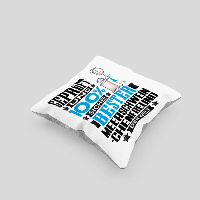 Meerschweinchenfreund Geschenk Lustiger Spruch für Meerschweinchenfreund Geschenkidee Bester Meerschweinchenfreund Der WeltKissen mit Füllung 40x40 (Grau) Grau Trendation