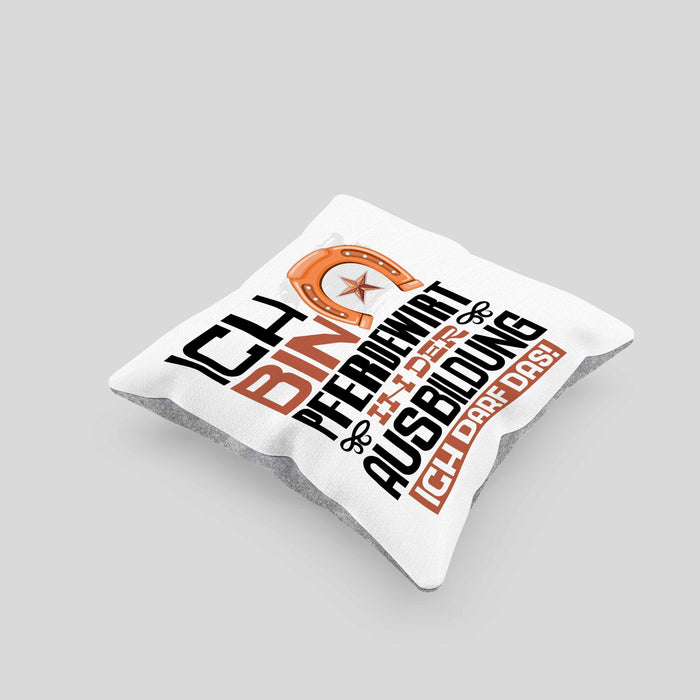 Pferdewirt Ausbildung Kissen mit Füllung 40x40 Geschenk Ich Bin Pferdewirt In Der Ausbildung Ich Darf Das Geschenkidee Spruch (Grau) Grau Trendation