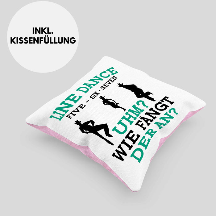 Lustige Line Dance Kissen mit Füllung 40x40 - Tolles Geschenk für Line Dance Enthusiasten (Grau) Rosa Trendation