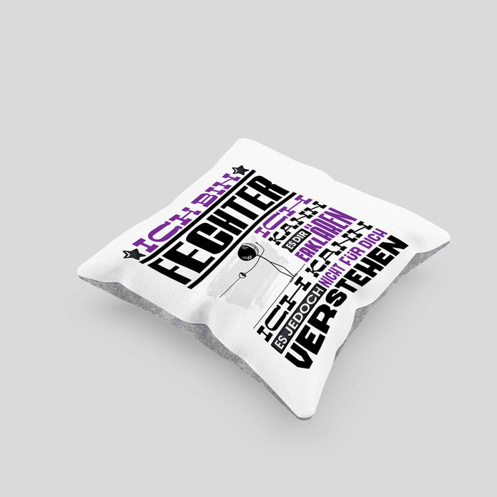 Fechter Geschenk Kaffee-Kissen mit Füllung 40x40 Geschenkidee für Fechter Ich Bin Fechter Ich Kann Es Dir Erklären Jedoch Nicht Für Dich Verstehen Spruch Lustig (Grau) Grau Trendation