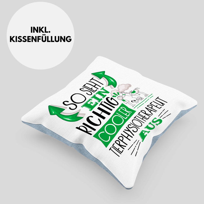Tierphysiotherapeut Kissen mit Füllung 40x40 So Sieht Ein Richtig Cooler Tierphysiotherapeut Aus Geschenk Lustiger Spruch Geschenkidee (Grau) Blau Trendation