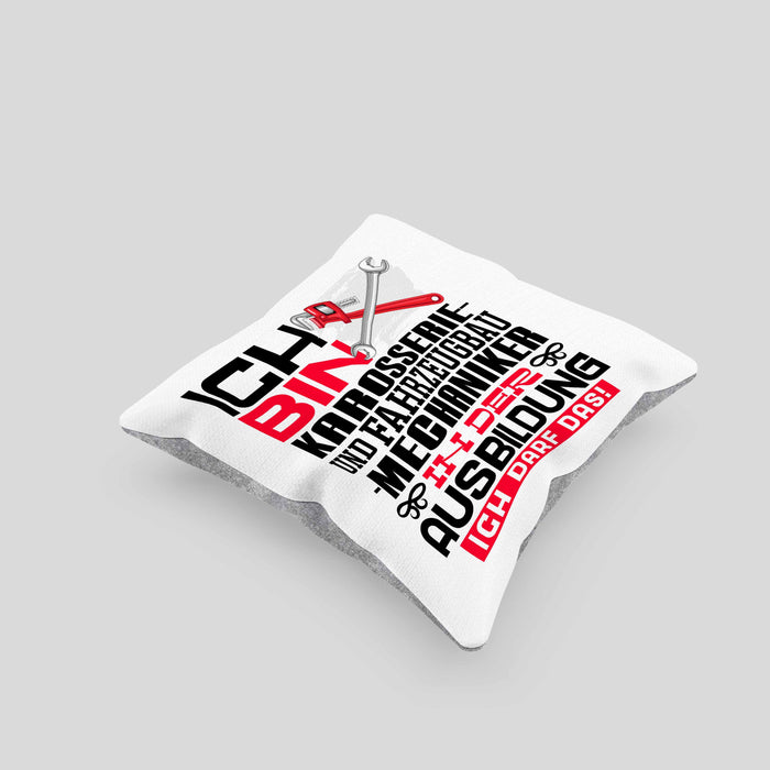 Karosserie- und Fahrzeugbaumechaniker Ausbildung Kissen mit Füllung 40x40 Geschenk Ich Bin Karosserie- und Fahrzeugbaumechaniker In Der Ausbildung Ich Darf Das Geschenkidee Spruch (Grau) Grau Trendation