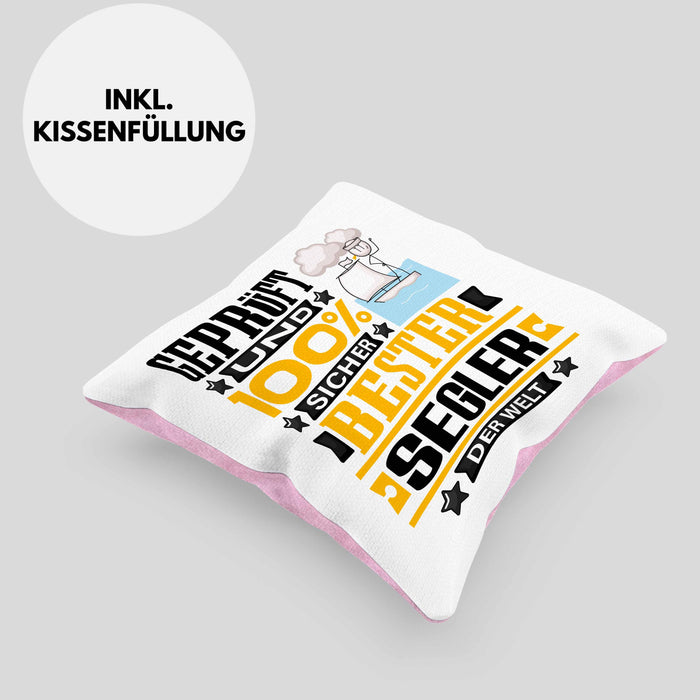 Segler Geschenk Lustiger Spruch für Segler Geschenkidee Bester Segler Der WeltKissen mit Füllung 40x40 (Grau) Rosa Trendation