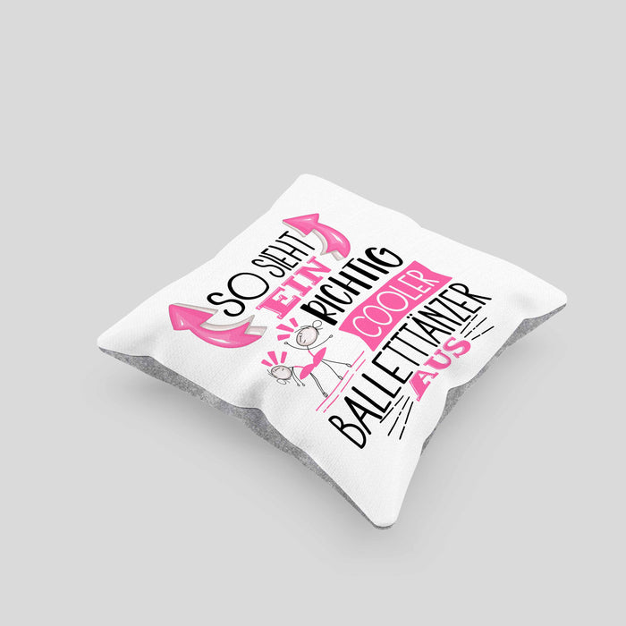 So Sieht Ein Richtig Cooler Balletttänzer Aus Geschenk Kissen mit Füllung 40x40 Lustiger Spruch Geschenkidee (Grau) Grau Trendation