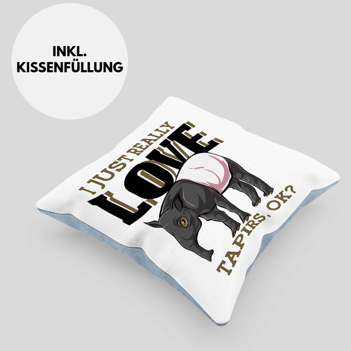 Lustige Tapir Kissen mit Füllung 40x40 Geschenk Tapir Liebhaber (Grau) Blau Trendation