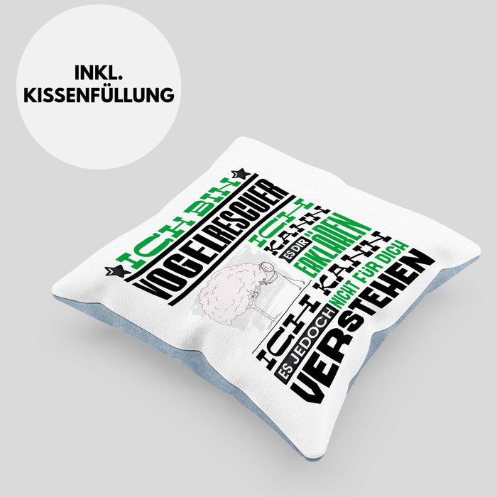 Vogelrescuer Geschenk Kaffee-Kissen mit Füllung 40x40 Geschenkidee für Vogelrescuer Ich Bin Vogelrescuer Ich Kann Es Dir Erklären Jedoch Nicht Für Dich Verstehen Spruch Lustig (Grau) Blau Trendation