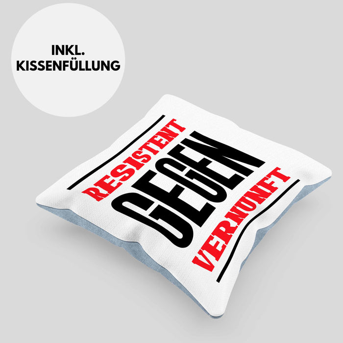 System Kissen mit Füllung 40x40 Geschenk Spruch Lustig Resistent Gegen Vernupft Geschenkidee Geburtstag (Grau) Blau Trendation