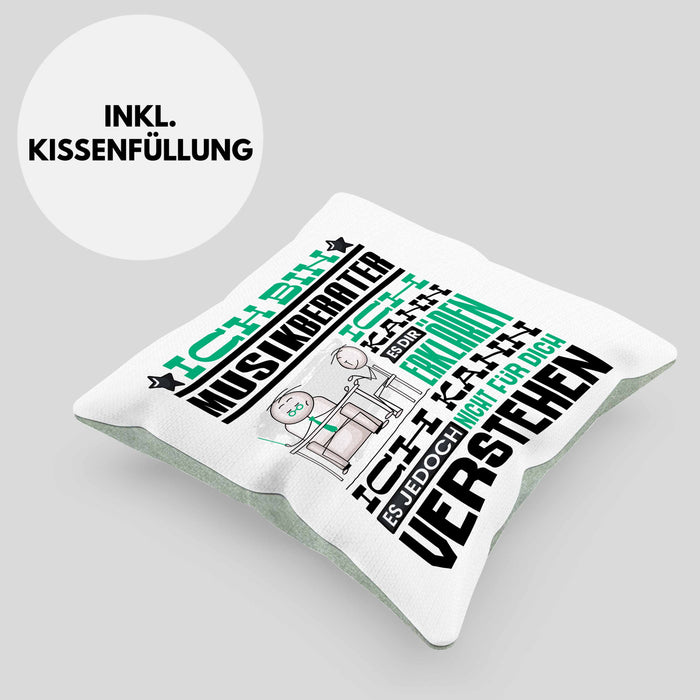 Musikberater Geschenk Kissen mit Füllung 40x40 Lustige Geschenkdiee für einen Musikberater Geburtstag Ich Bin Musikberater Ich Kann Es Dir Erklären Aber Nicht Für Dich Verstehen (Grau) Grün Trendation