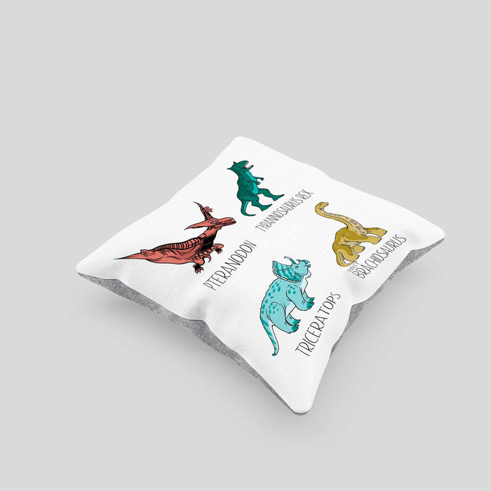 Arten Von Dinosauriern Kissen mit Füllung 40x40 Geschenk Für Jungs Dinos T-Rex Jungen Mädchen Dinos Tyrannosaurus (Grau) Grau Trendation