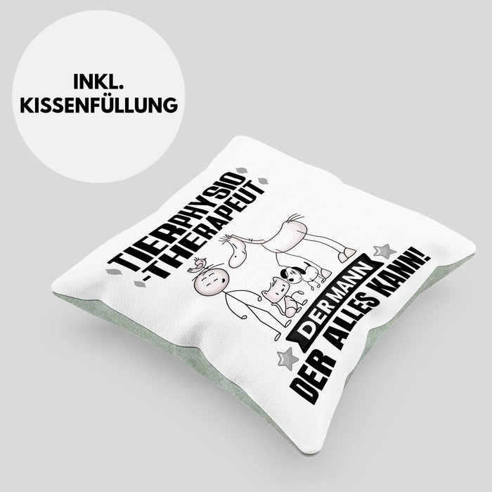Tierphysiotherapeut Kissen mit Füllung 40x40 Geschenk für Tierphysiotherapeut Der Mann Der Alles Kann Geschenkidee zum Geburtstag (Grau) Grün Trendation