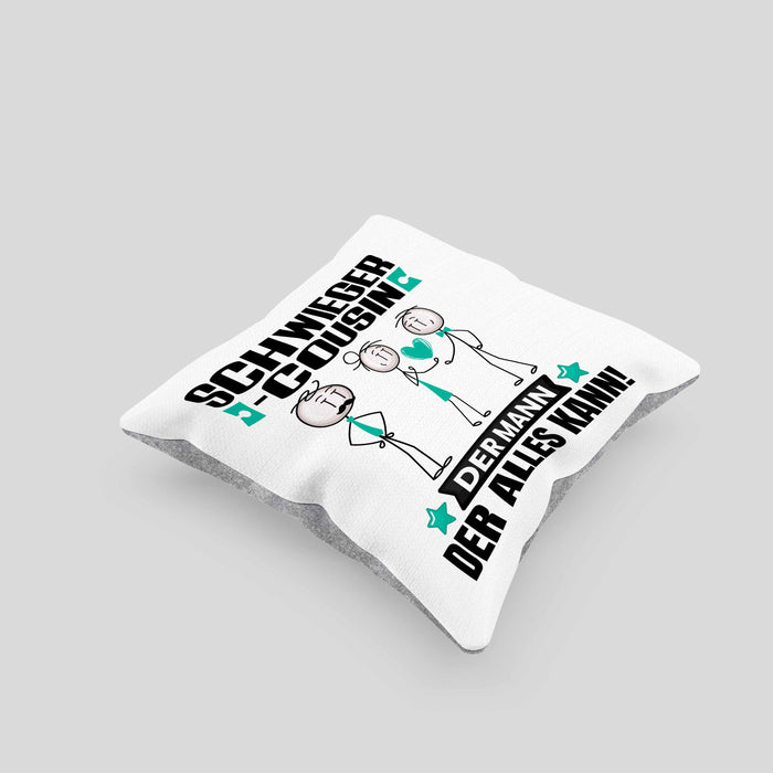 Schwiegercousin Kissen mit Füllung 40x40 Geschenk für Schwiegercousin Der Mann Der Alles Kann Geschenkidee zum Geburtstag (Grau) Grau Trendation