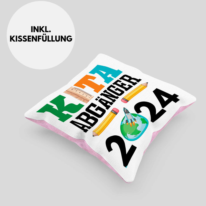 Einschulung Junge Mädchen Geschenk Schultüte Füllung Kissen mit Füllung 40x40 Schulstart 1. Schultag Schuleinführung Schulanfang Geschenkidee 2024 Schulkind (Grau) Rosa Trendation