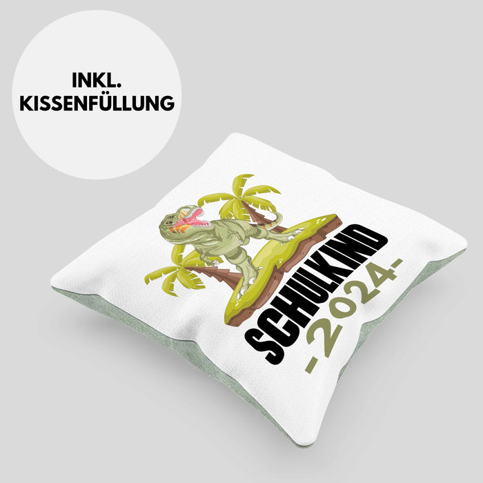 Einschulung Junge Geschenk für Schultüte Füllung Kissen mit Füllung 40x40 Schulstart 1 Schultag Schuleinführung Schulanfang Geschenkidee Schulkind Jungs 2024 (Grau) Grün Trendation