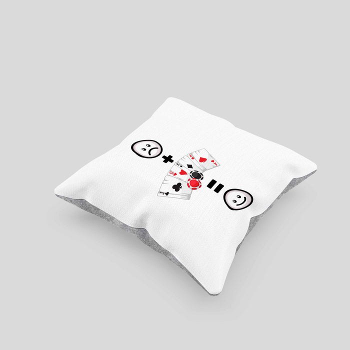 Poker Kissen mit Füllung 40x40 Geschenk für Poker-Spieler Geburtstag Lustige Geschenkidee :( + Poker = :) (Grau) Grau Trendation