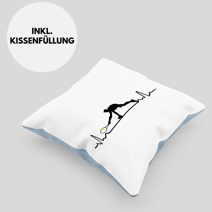 Tennis Herzschlag Geschenk Trainer Coach Tennisspieler Geschenkidee Kissen mit Füllung 40x40 (Grau) Blau Trendation