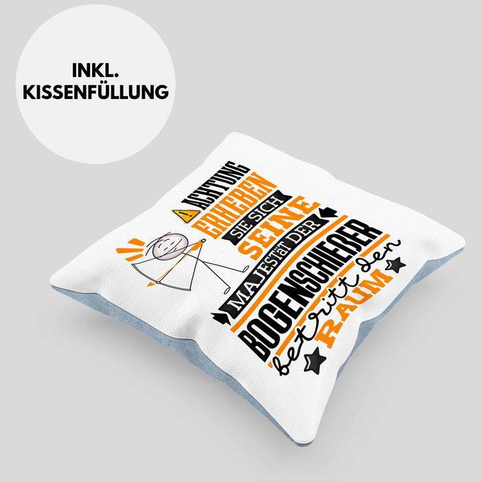 Bogenschießer Geschenk Kissen mit Füllung 40x40 Lustiger Spruch Erheben Sie Sich Der Bogenschießer Betritt den Raum (Grau) Blau Trendation
